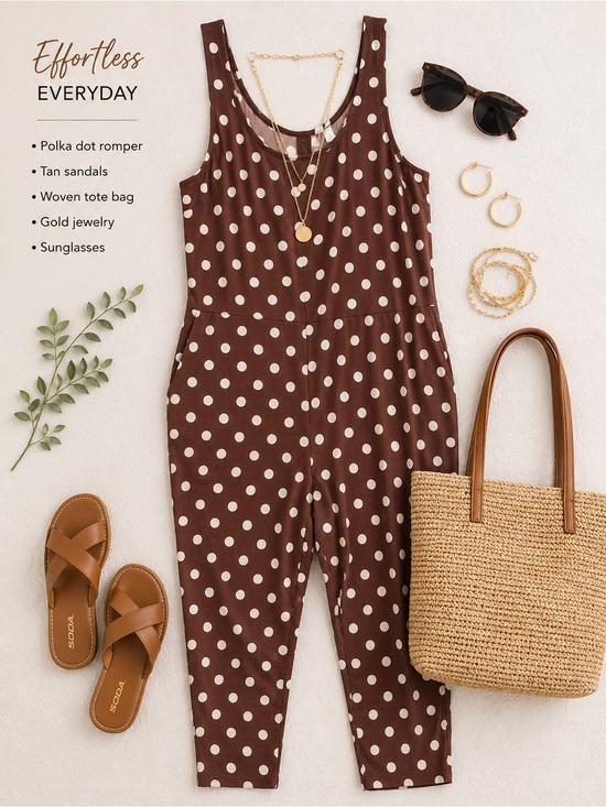 Smash + Tess Pants - 🤎 Smash + Tess Brown Polka Dot Jumpsuit with White Dots 🤍